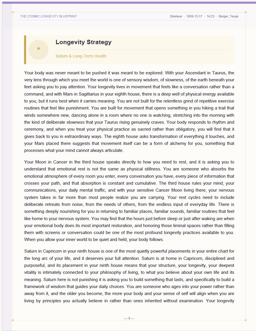 Longevity Strategy section